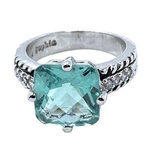 Lia Sophia Silver Amethyst Cushion Ring Cubic Zirconia Accents Sz 7 Statement